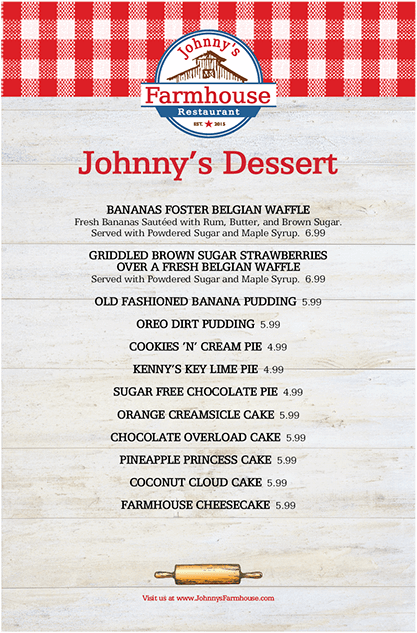 Menu | Johnny's Farmhouse